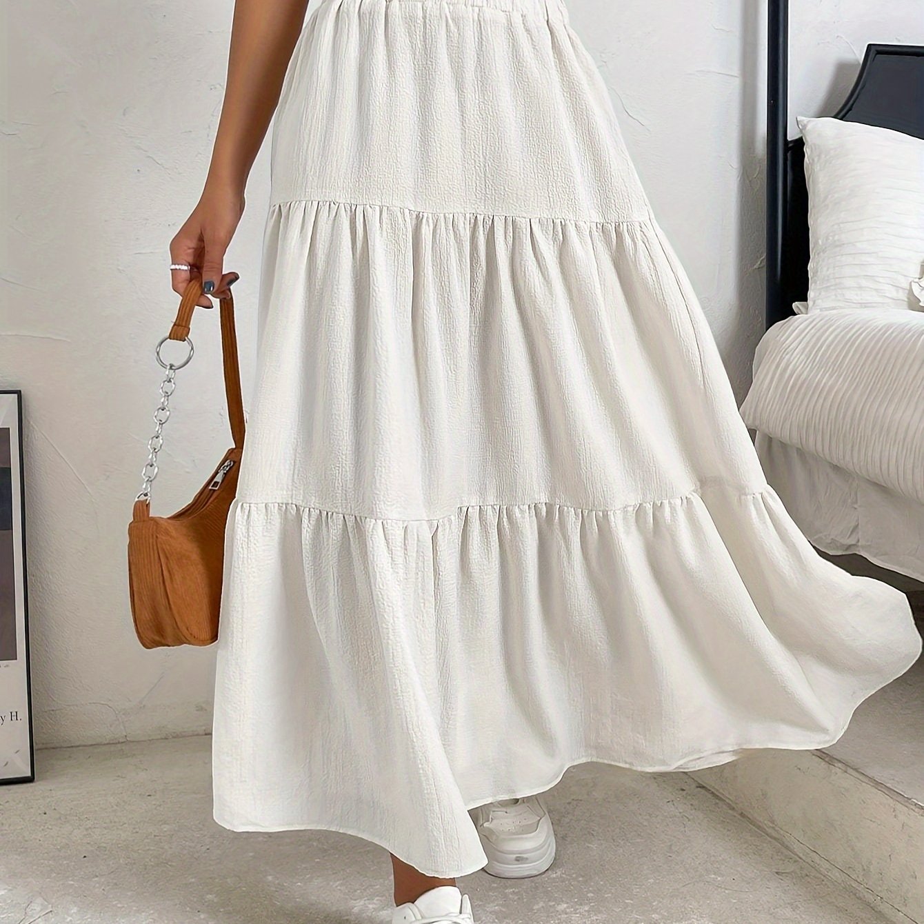 Saia Longa com recortes franzidos