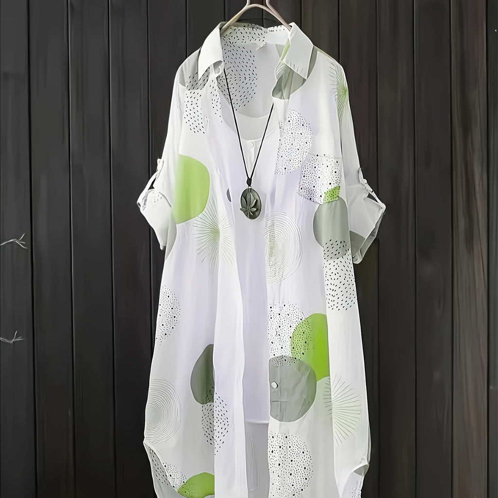 Camisa alongada com estampa geométrica