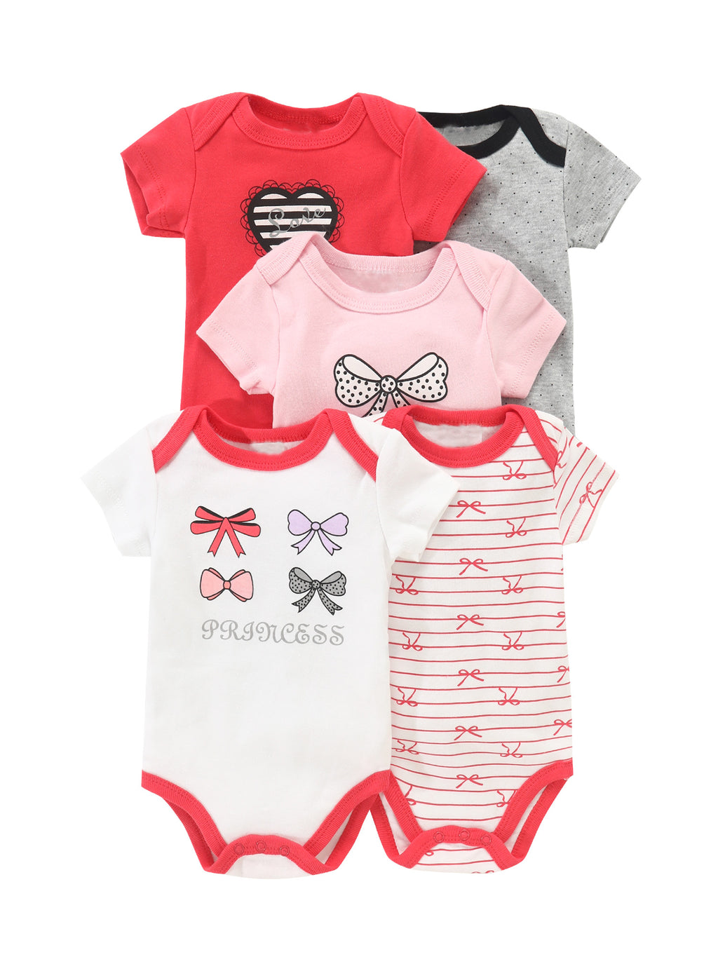 Kit com 5 Bodies Infantis Femininos