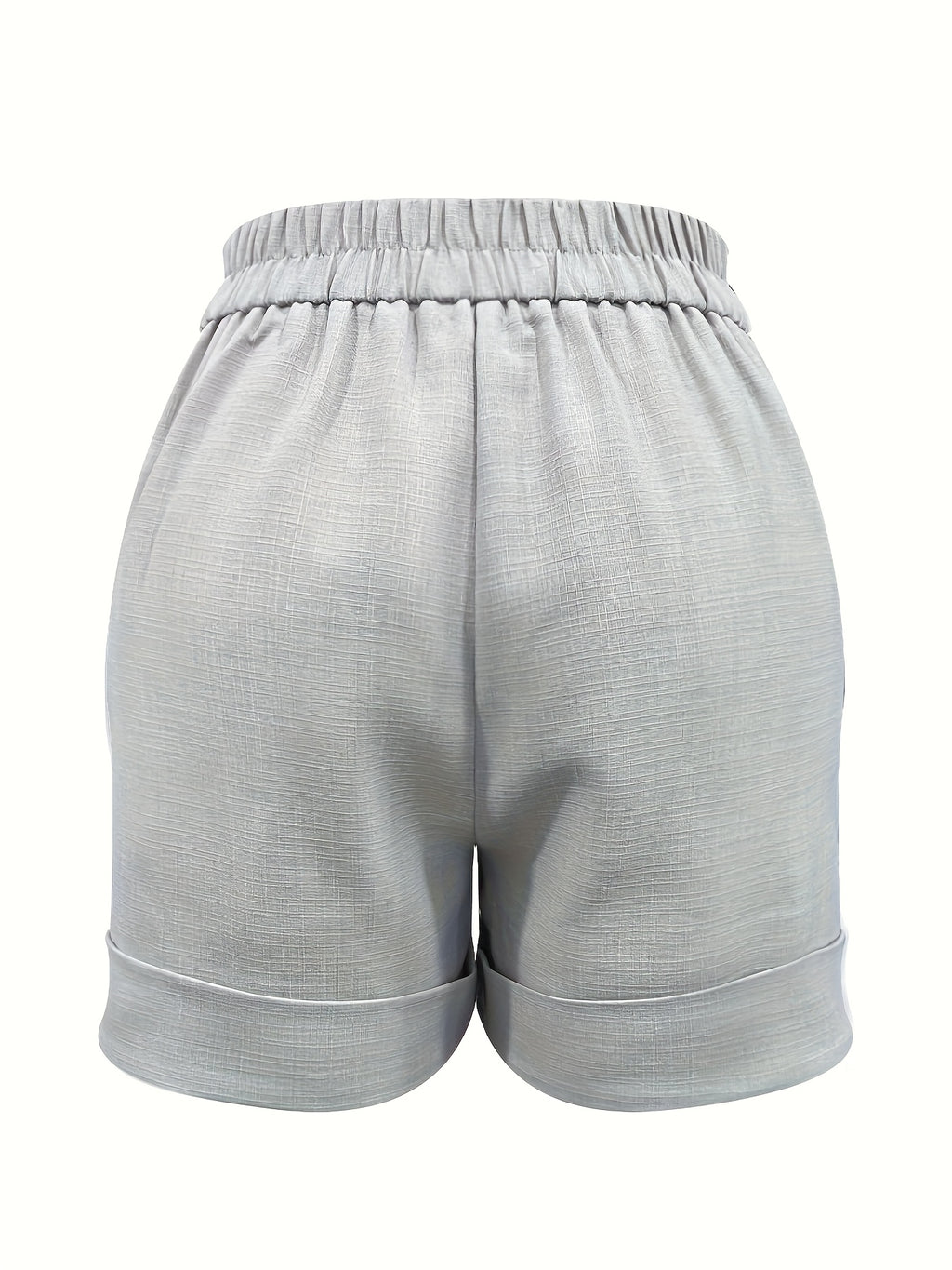 Short de tecido texturizado e pregas, com dobra na barra