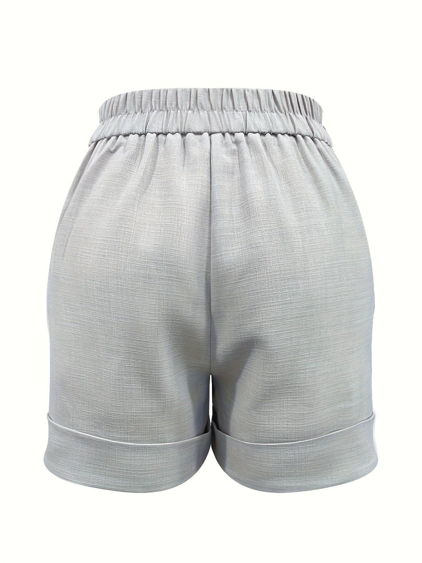 Short de tecido texturizado e pregas, com dobra na barra