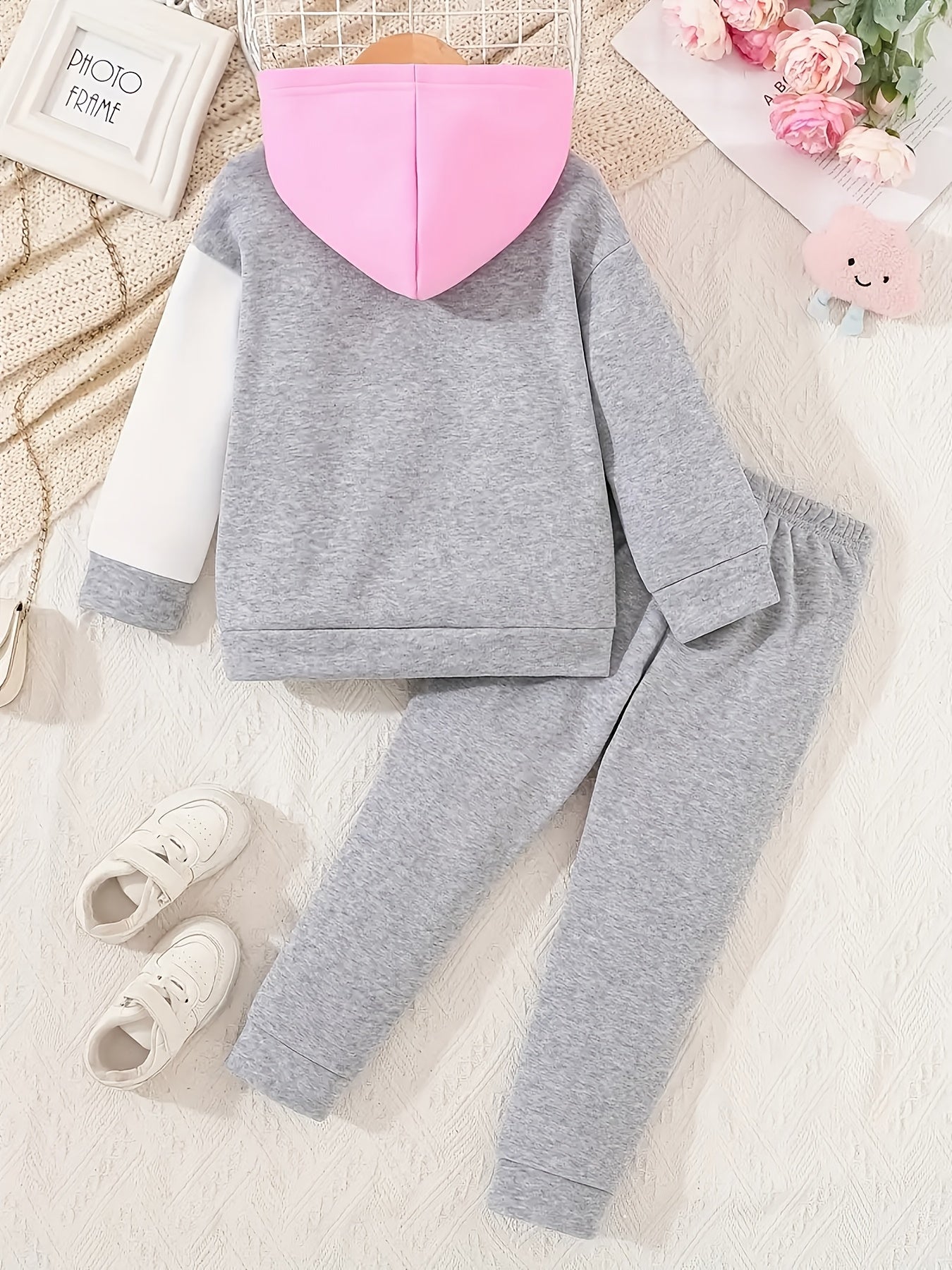 Conjunto de moleton com capuz para meninas