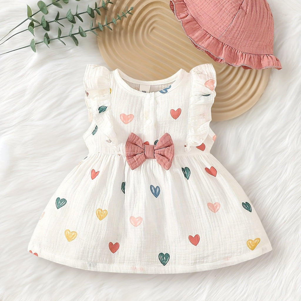Vestido infantil com lacinho e corações