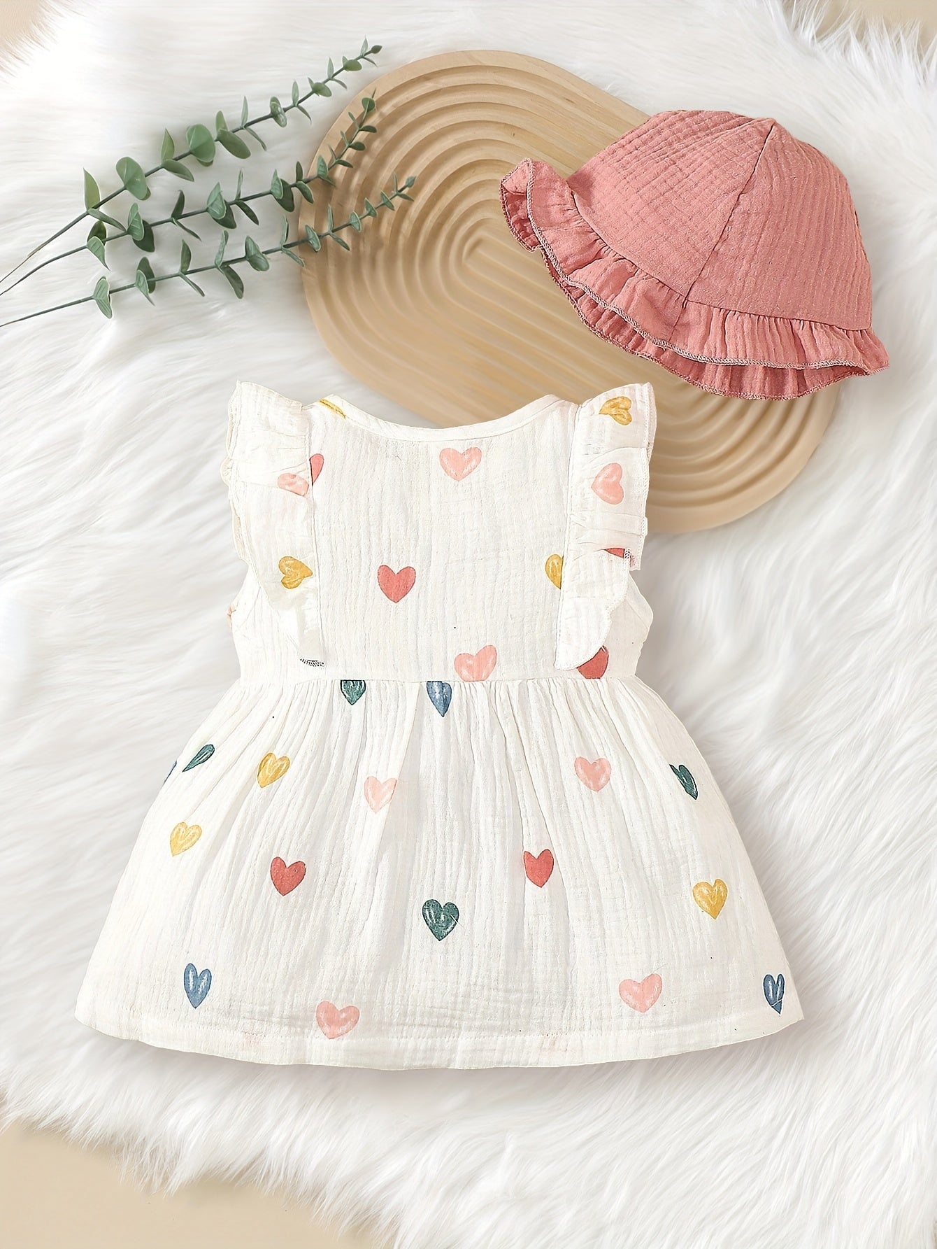 Vestido infantil com lacinho e corações