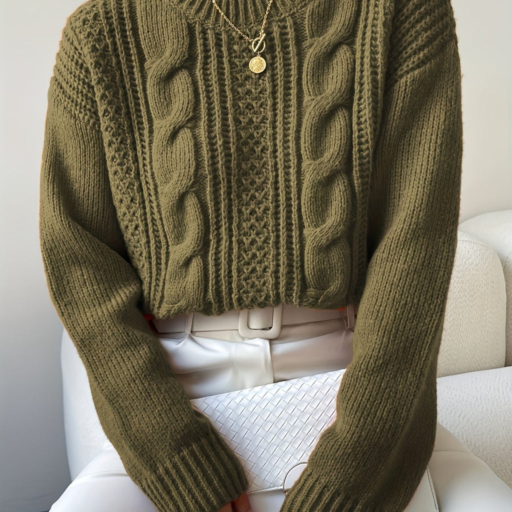 Suéter trançado de tricô