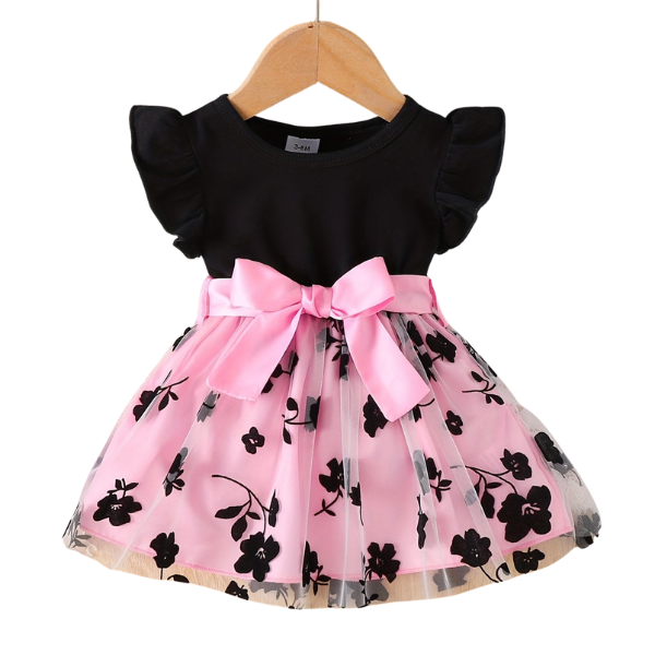 Vestido Infantil com saia rodada e laço na cintura