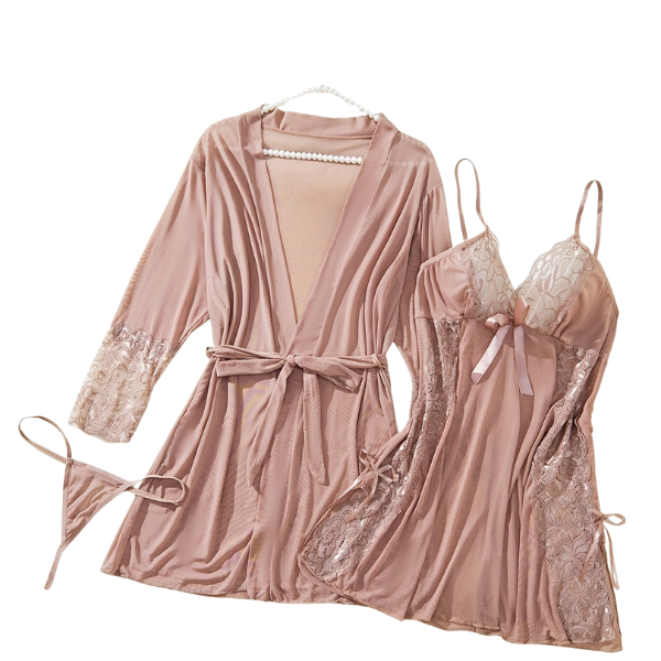 Kit de camisola, robe e calcinha