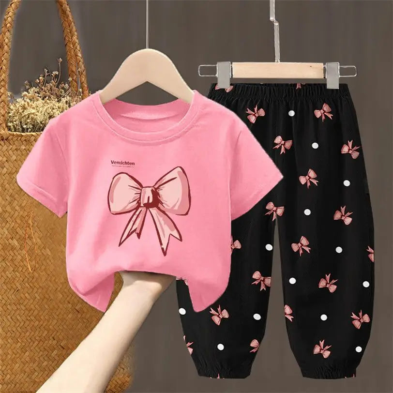 Conjunto de camiseta e calça estiloso para meninas