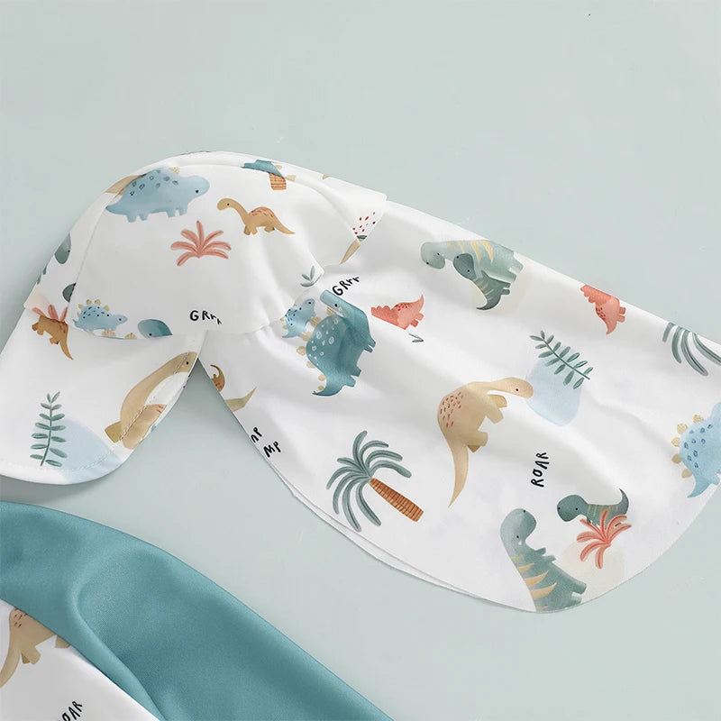 Traje de banho para meninos com boné e mangas compridas