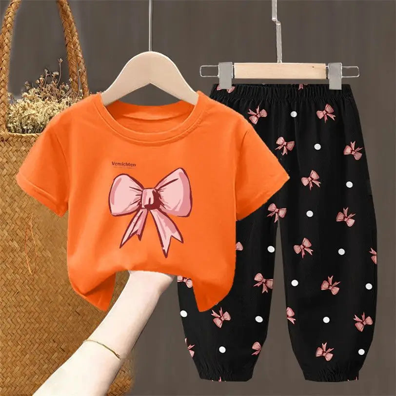 Conjunto de camiseta e calça estiloso para meninas