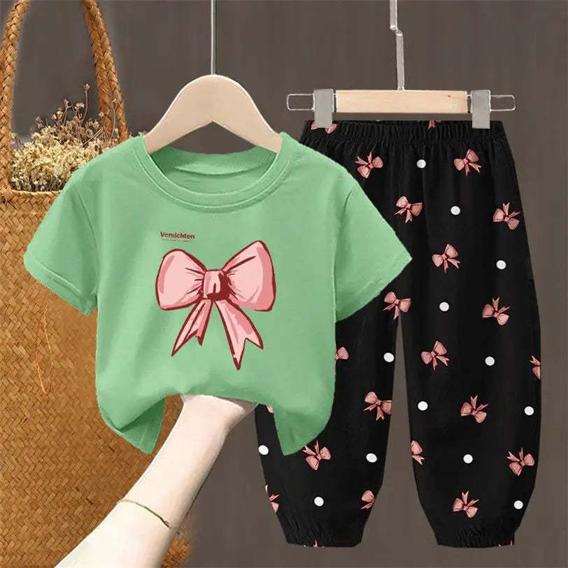 Conjunto de camiseta e calça estiloso para meninas