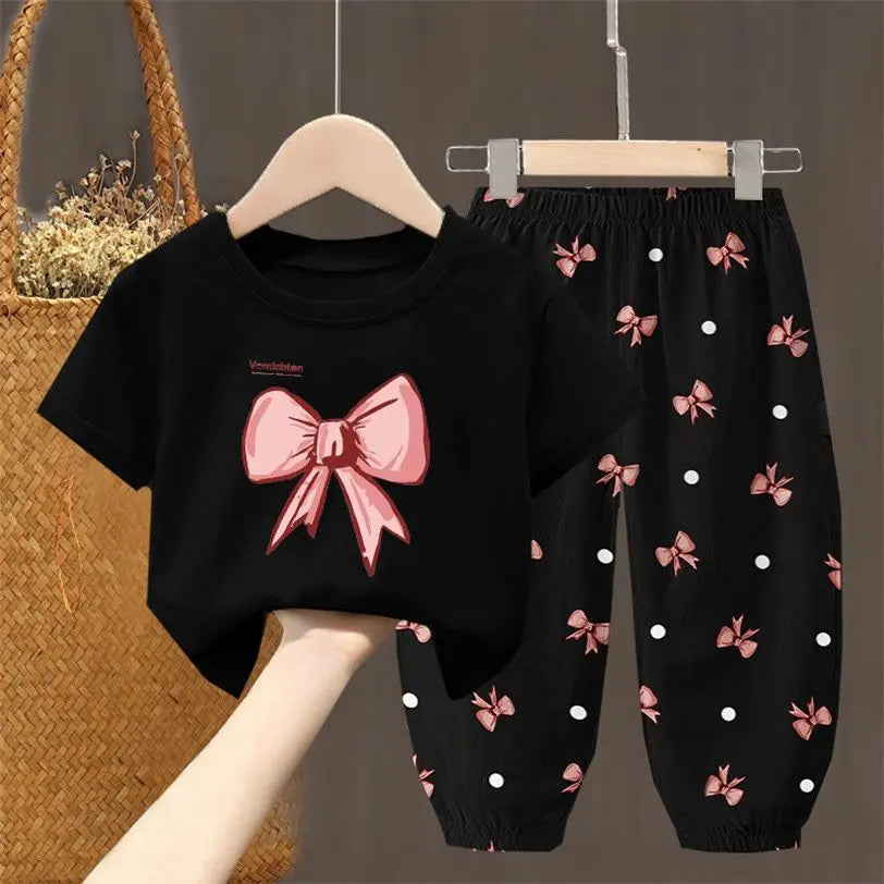 Conjunto de camiseta e calça estiloso para meninas