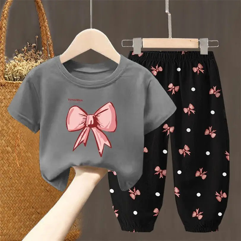 Conjunto de camiseta e calça estiloso para meninas
