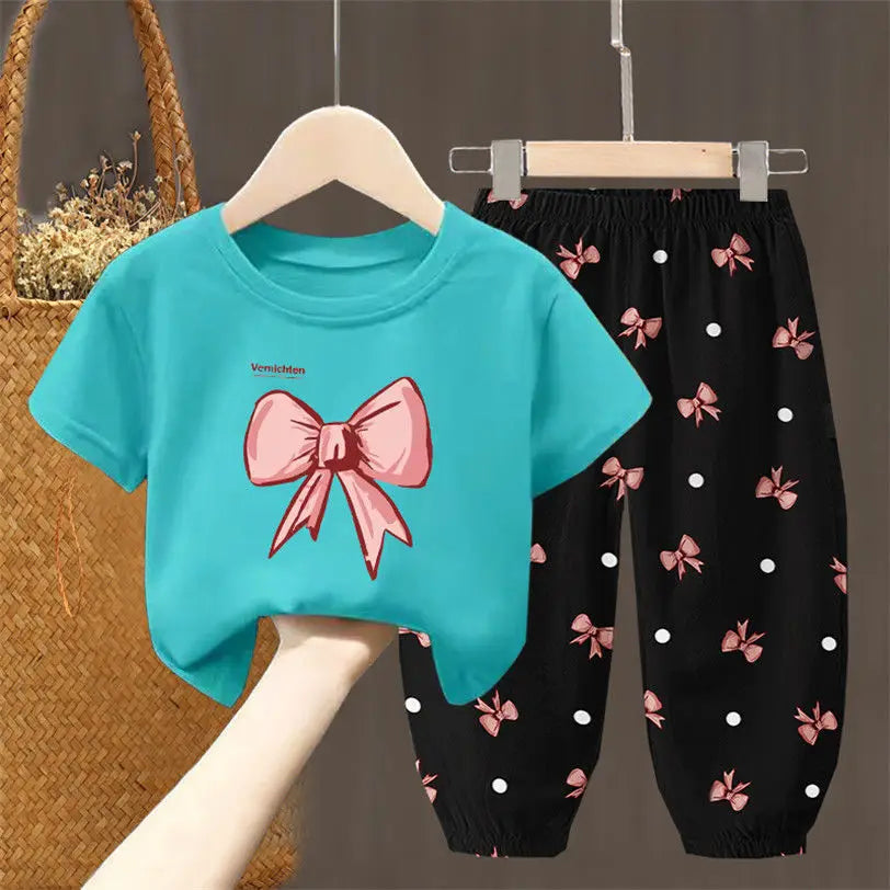 Conjunto de camiseta e calça estiloso para meninas