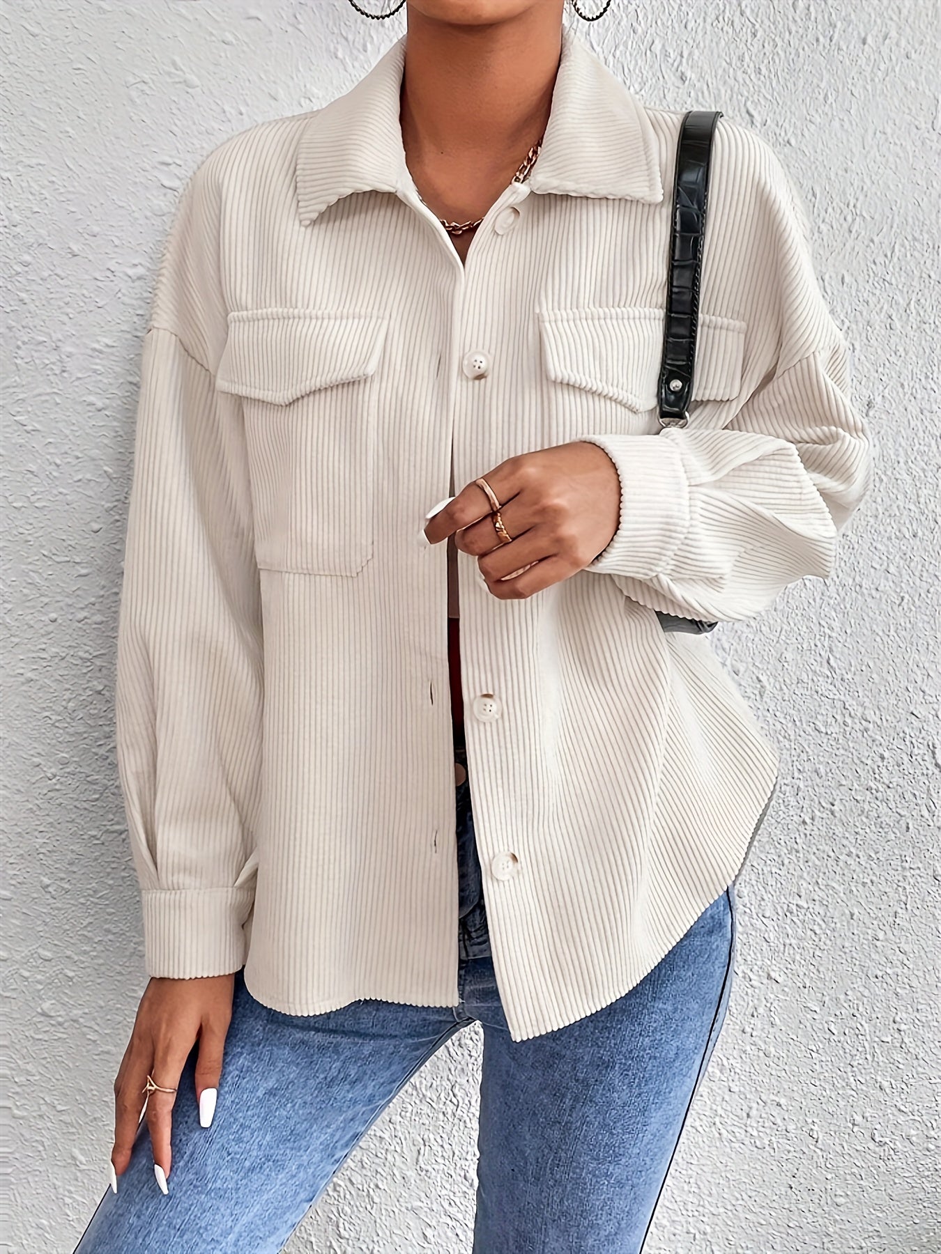 Jaqueta oversized de veludo canelado