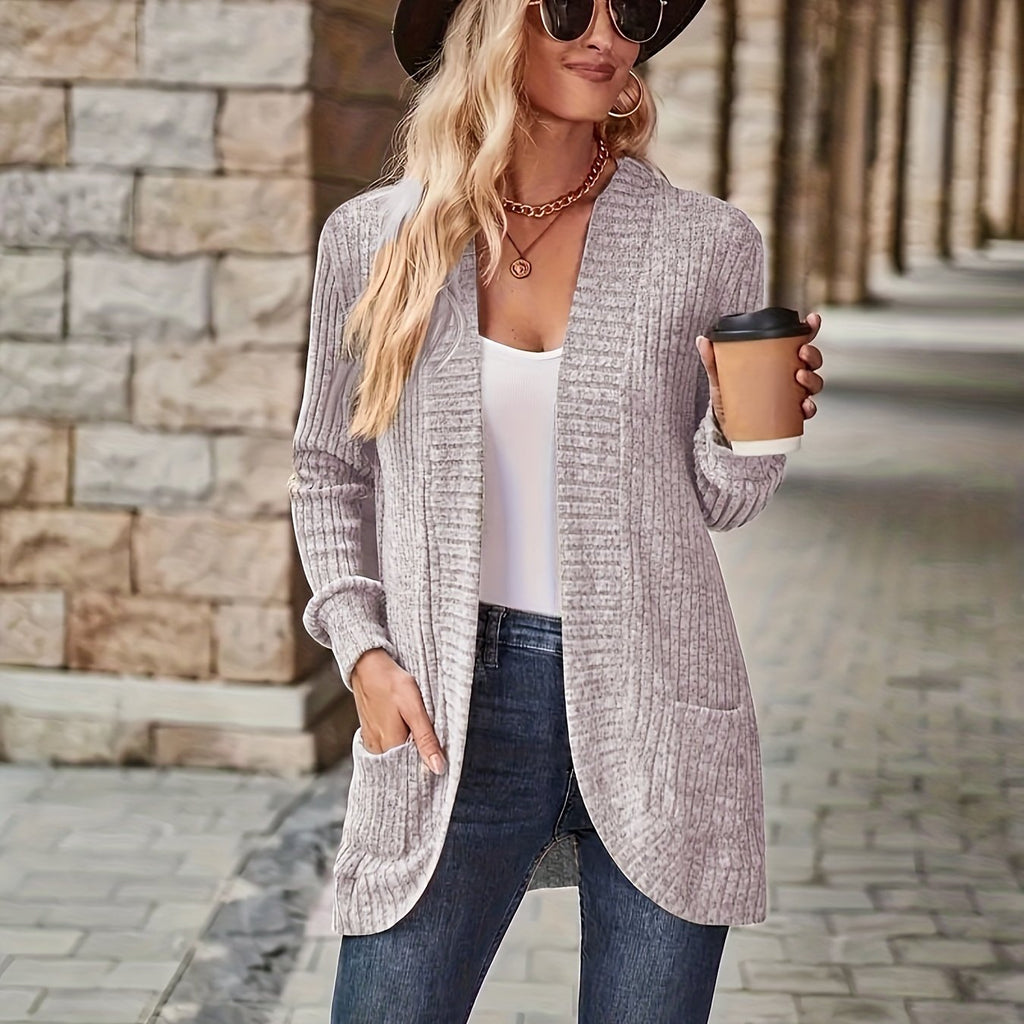Cardigan aberto com  bolsos