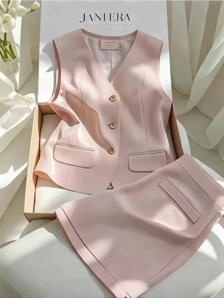 Conjunto de colete e shorts de alfaiataria