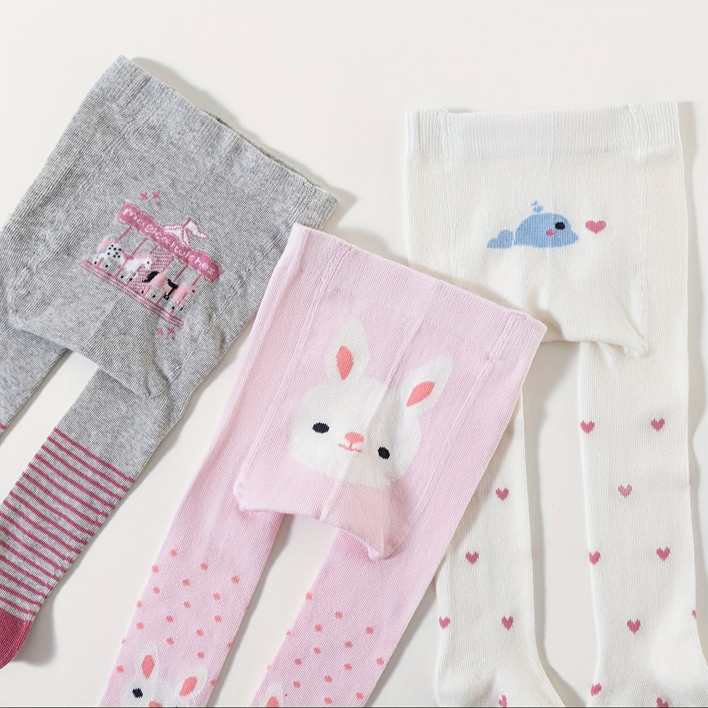 Kit com 3 meia-calças Infantil com Estampa de Animal