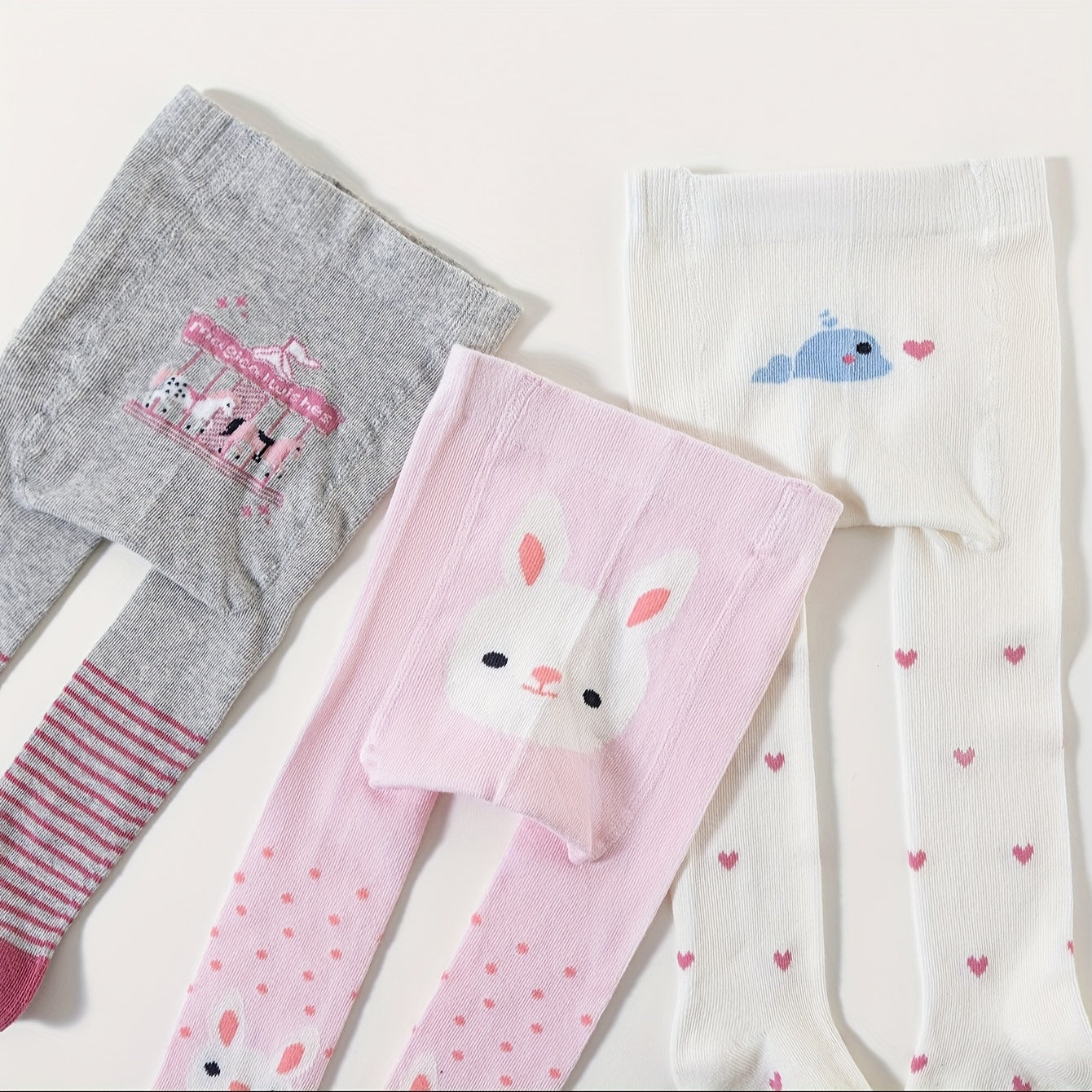 Kit com 3 meia-calças Infantil com Estampa de Animal