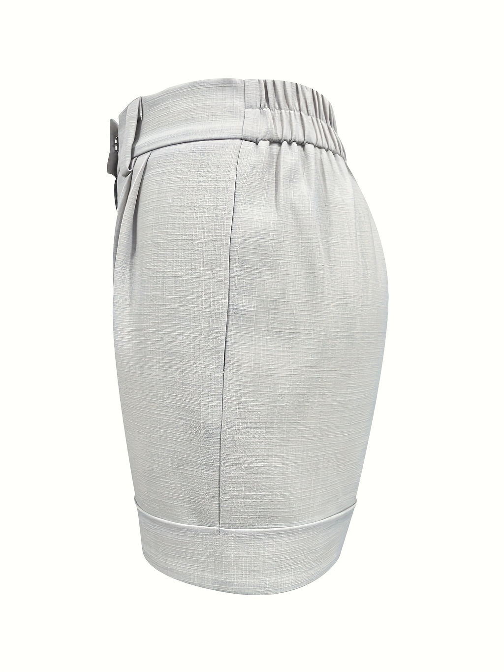 Short de tecido texturizado e pregas, com dobra na barra